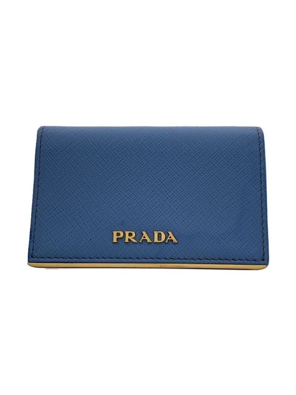 Prada Card Case Wallet Leather Blue
